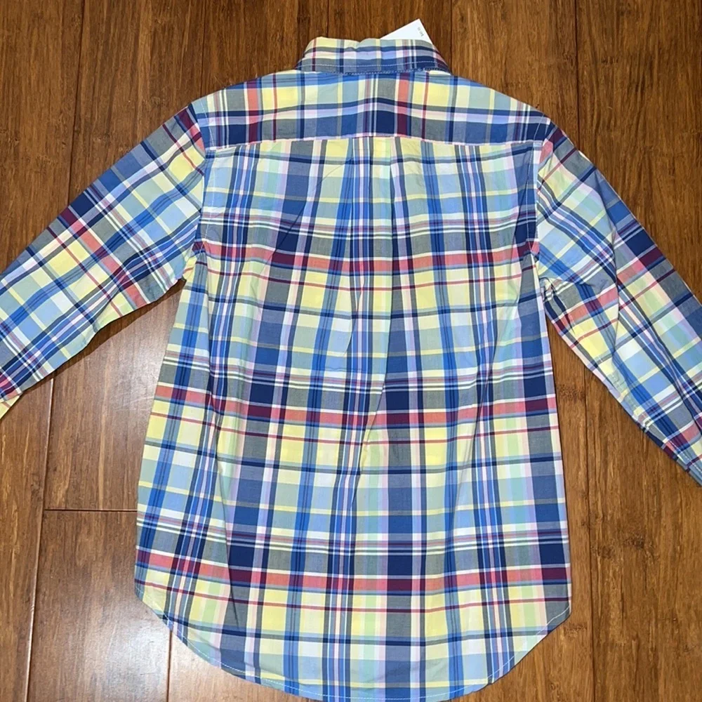 Ralph Lauren boys long sleeved plaid button down plaid Oxford shirt S & M NWT